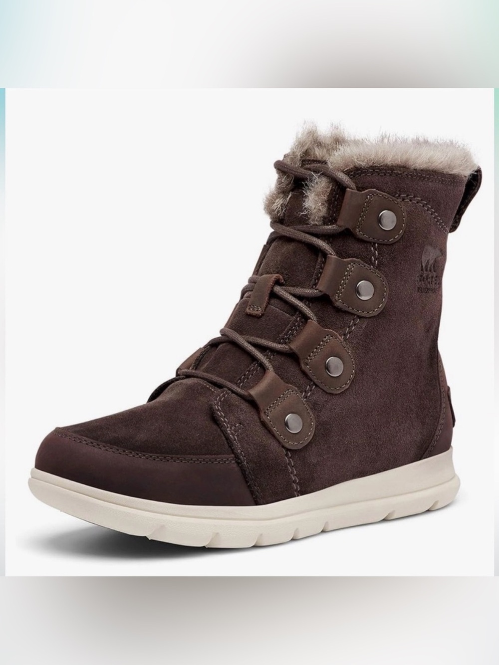SOREL Explorer Joan Sherpa Waterproof Blackened Brown Boots Women's Size 8